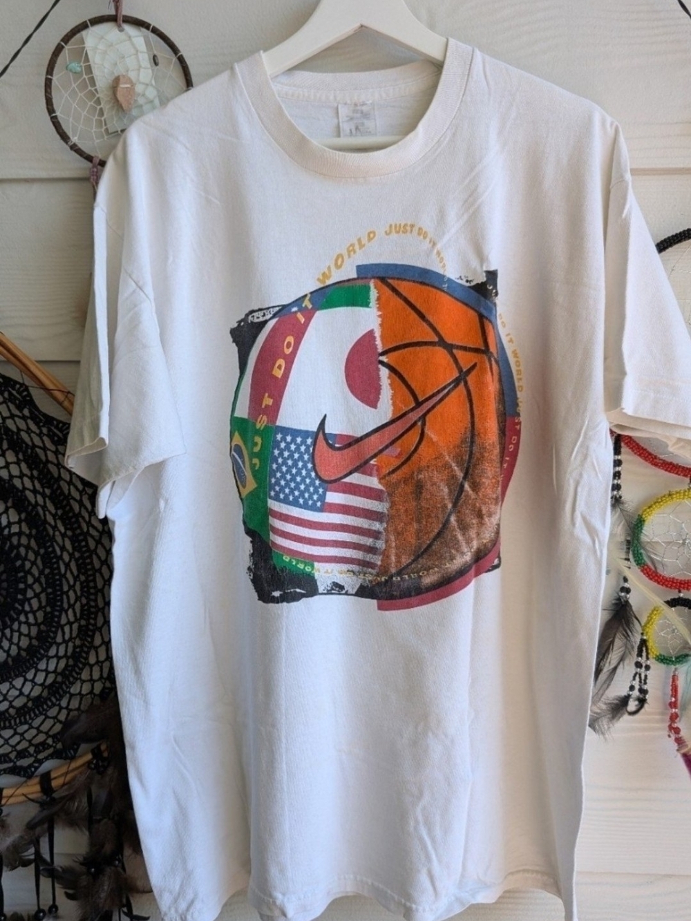Rare Vintage Y2K Nike White Graphic Just Do It T-Shirt Men's Size Xtra Large Goo